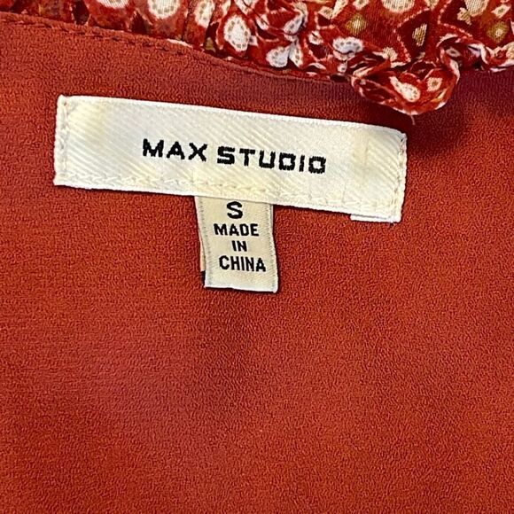 Max Studio Womens Maxi Dress Tiered Ruffle Elastic Waist Burnt Orange Size Small - Picture 7 of 12